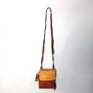 American Leather Crossbody Womens Brown S Leather Adjustable Strap Organizer NEW